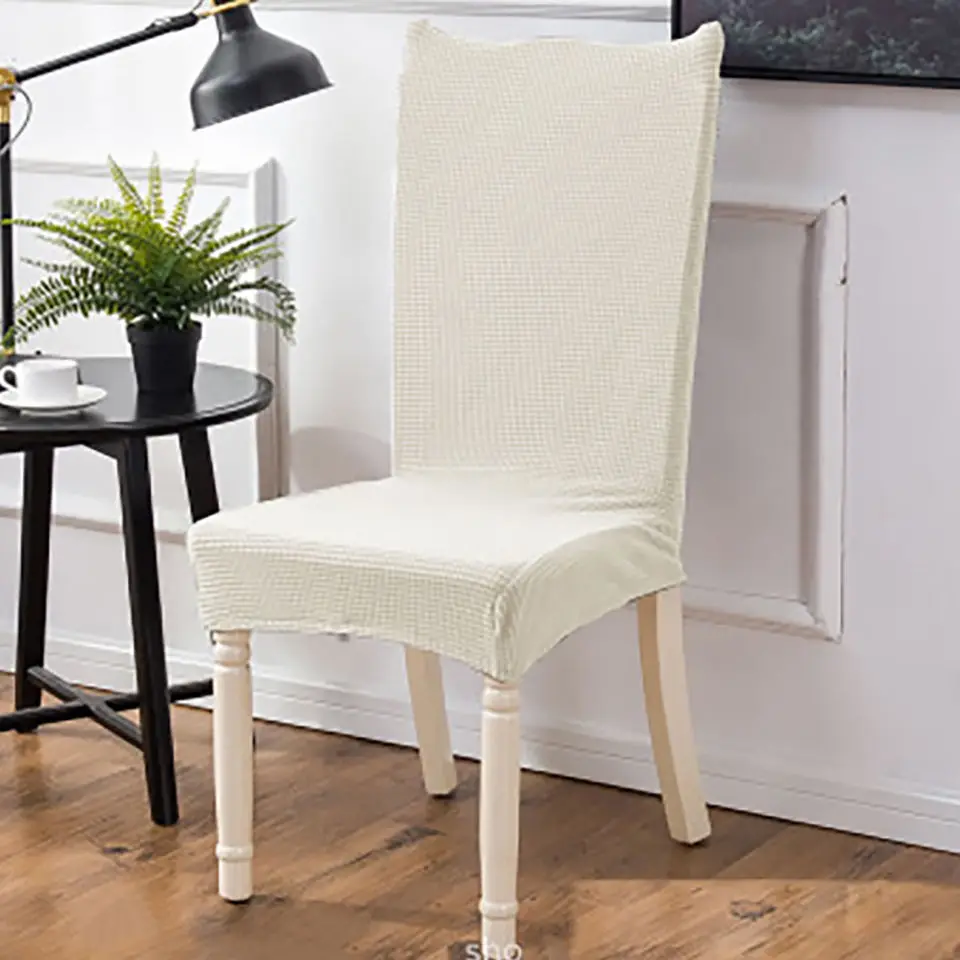 Полярный флис тканевый чехол на стулья современный спандекс чехлы на стулья для кухни/свадьбы/столовой эластичные чехлы на кресла со спинкой - Цвет: white