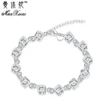 Кристалл квадратный серебряный цвет свадебные браслеты для женщин свадебные ювелирные изделия Аксессуары для браслетов Pulseras Mujer Femme