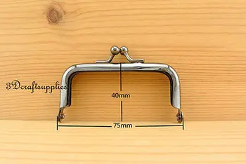 

metal purse frame glue on clasp clip gunmetal 3 inch x 1 1/2 inch A30