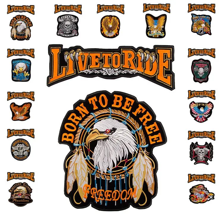 Нашивка для байкера LIVE TO RIDE Классическая Байкерская нашивка на жилет панк Череп