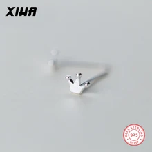 XIHA 925 пробы, серебряные серьги-гвоздики с короной для женщин, маленькие крошечные серьги для девочек, детские простые минималистичные корейские серьги