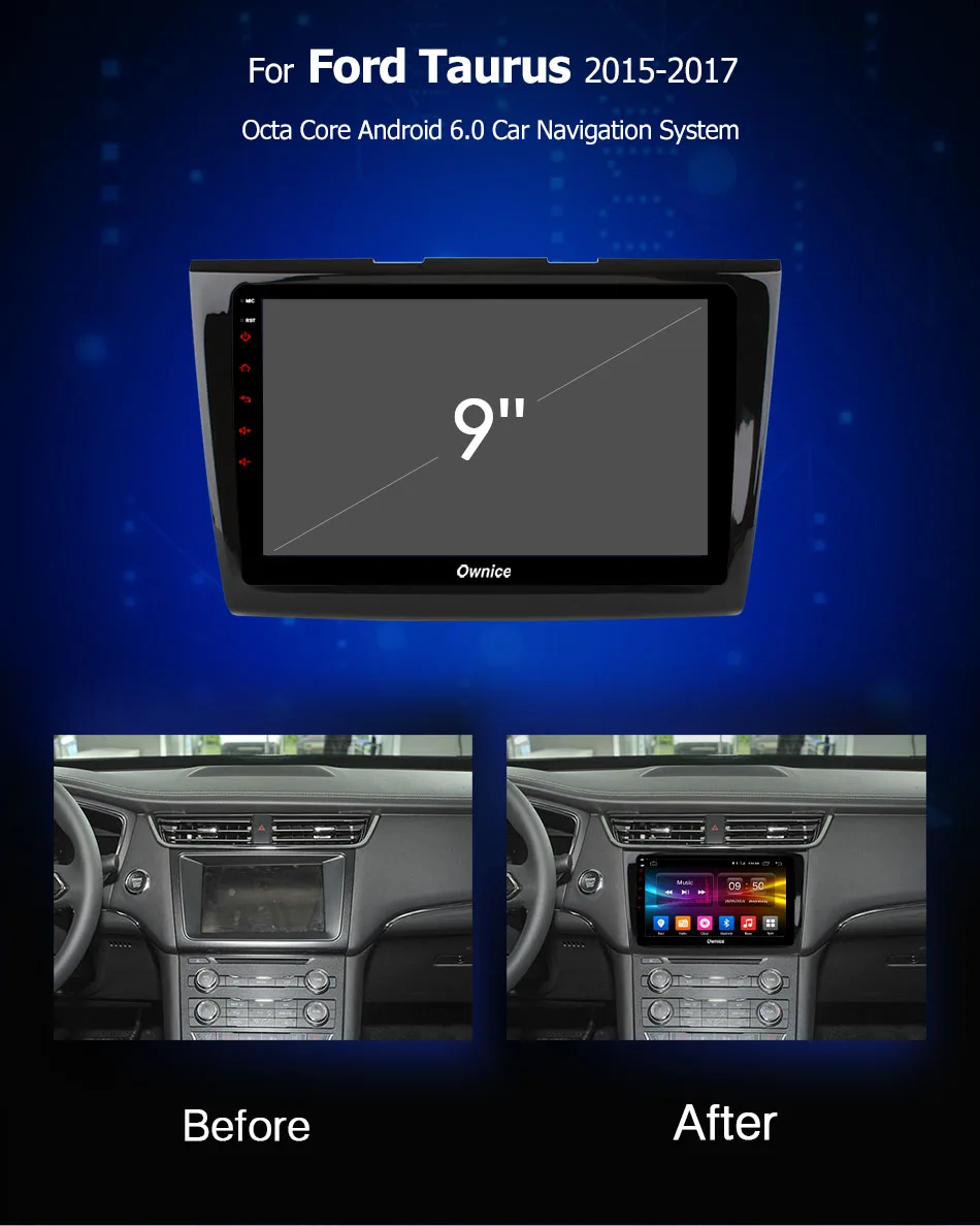 Cheap Ownice c500+ 9" Android 6.0 2G RAM Car DVD player GPS map WIFI 4G LTE BT Radio OBD2 DVR Camera TPMS TV For Ford Taurus 2015-2017 1