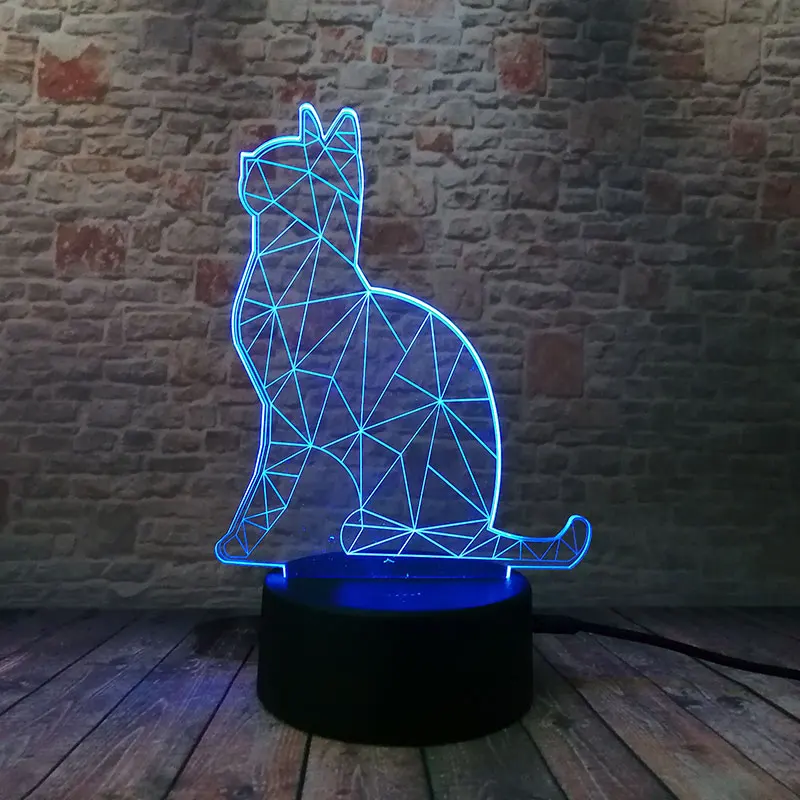 Светящаяся фигурка животного кошки Juguete 3D иллюзия Светодиодная лампа сенсорный мигающий Светильник Настольный ночной Светильник Звездная