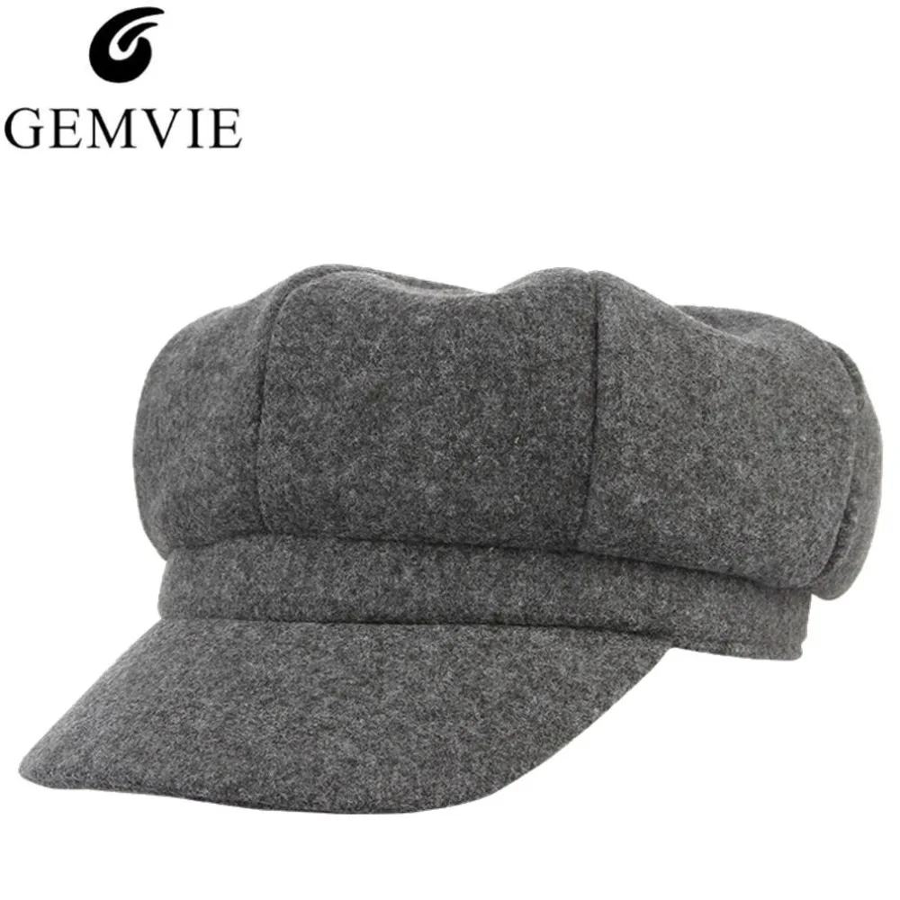 

2018 New Autumn Winter Beret Hats For Women Men Blend Woolen Newsboy Cap Painter Octagonal Caps