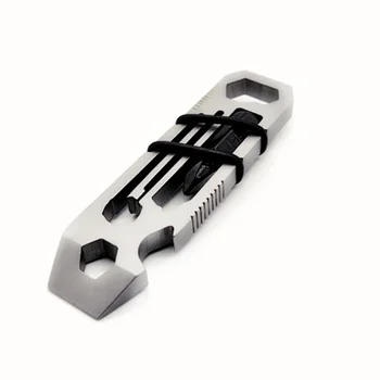 

6 in 1 EDC Outdoor pocket tool Equipment Camping Keychain Supplies Bottle Opener Multi-Function Tools Wrench Portable Multitool