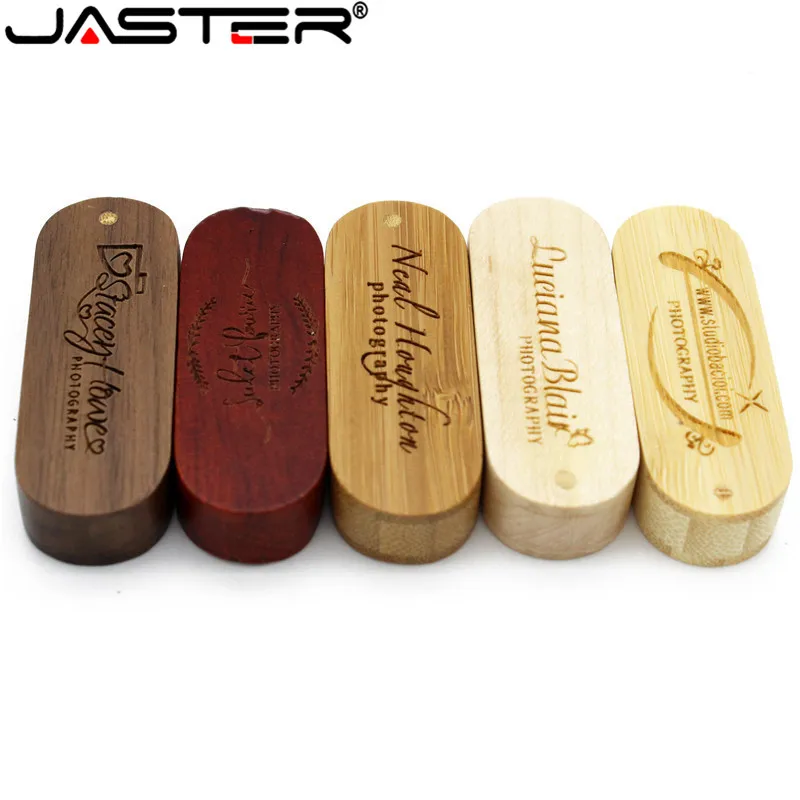 

JASTER LOGO laser engraving rotatable Wooden USB Flash Drive Memory Stick Pendrive 4GB 16GB 32GB 64GB usb creativo U disk gift