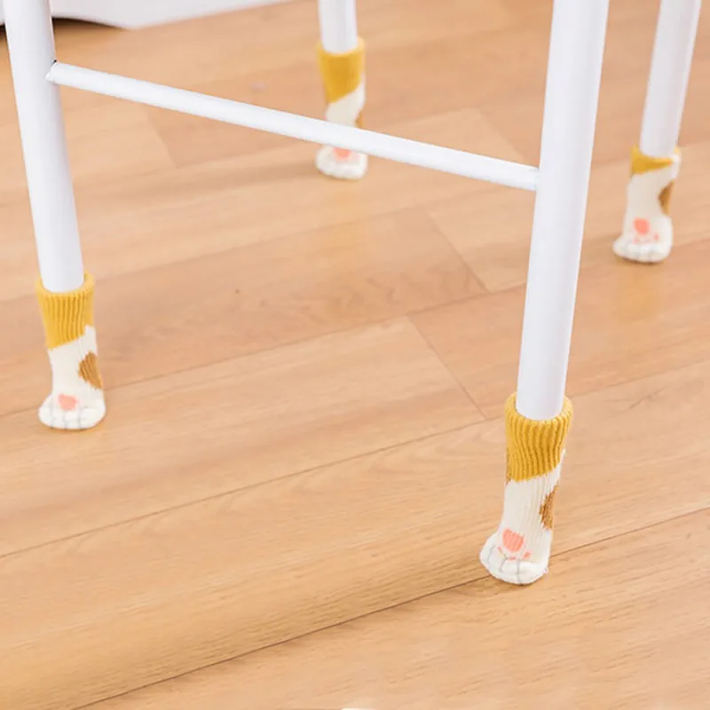 4 шт. Нескользящие противоскользящие перчатки для когти вязаные носки для ног кошки защита для ног стула стола аксессуары для кошек
