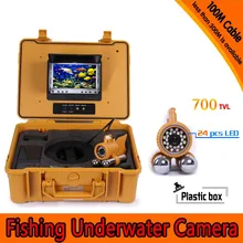 (1 Set) 100M Cable waterproof camera HD 700TVL Dual-pendant Underwater fishing camera 24pcs white LED fish finder Night version