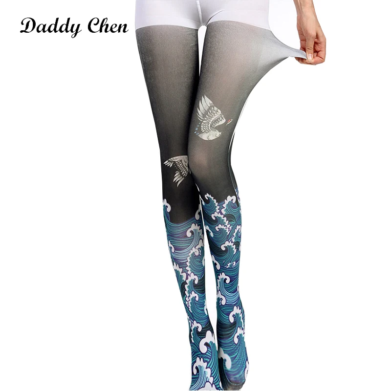 

Daddy Chen Spring Tights Women Patterned Spindrift Print Pantyhose Sexy Vintage Thin Jacquard Stockings Polyester Rajstopy Mujer