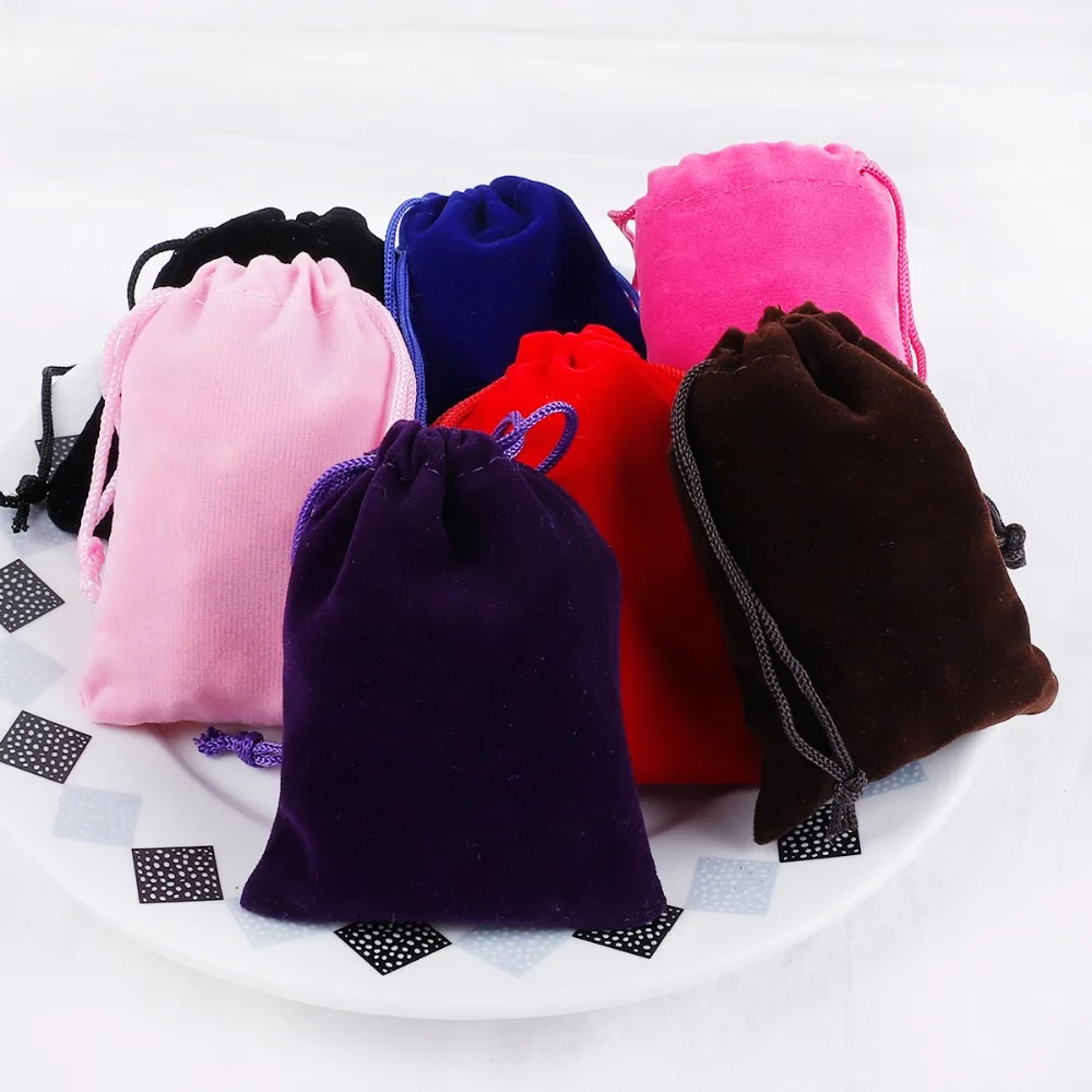 

10pcs/lot 5x7cm/7x9cm/9x12cm/10x15cm Colorful Velvet Handbags and Bags for Jewelry Gift Wrap Wholesale