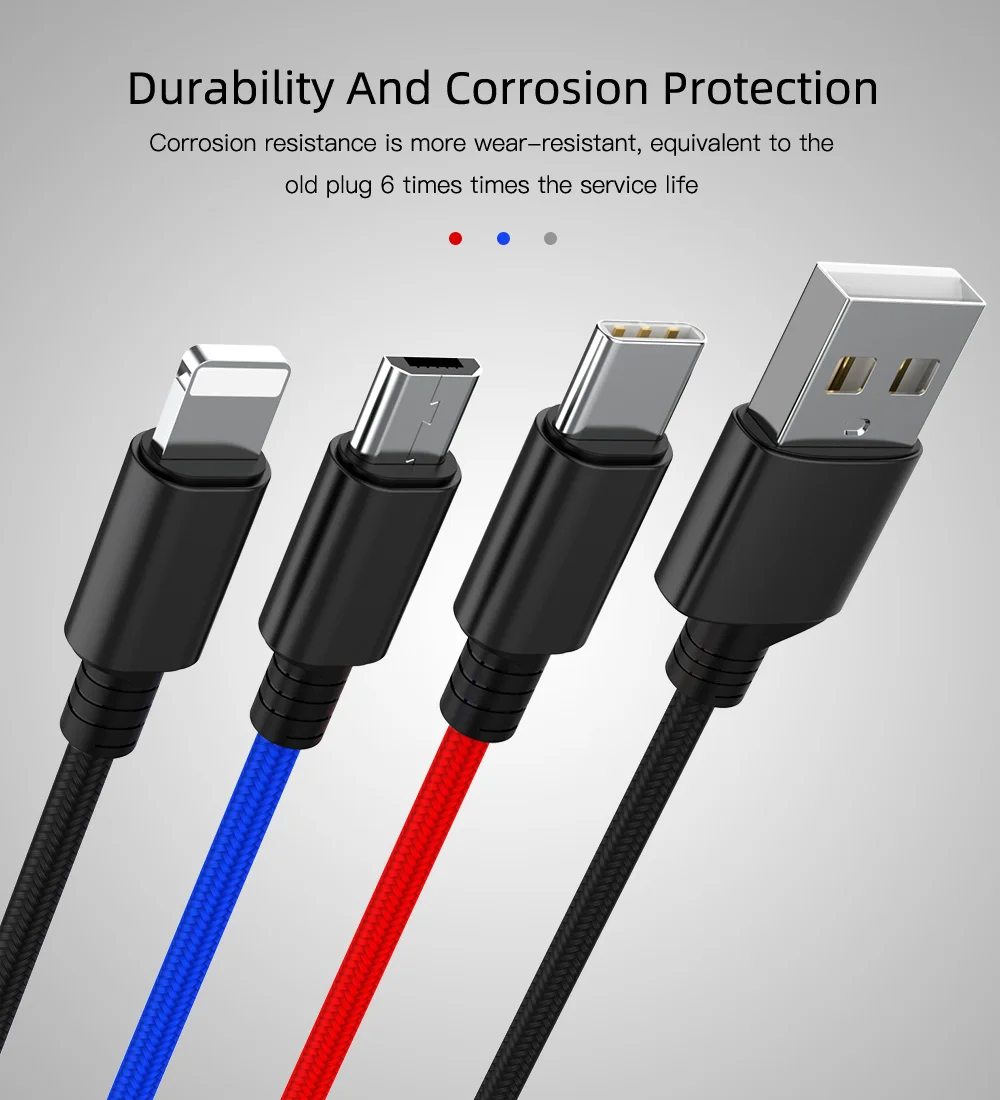 3в1 USB кабель 8Pin Micro usb type C кабель для зарядки iPhone X samsung S9 кабель для зарядки Micro USB шнур для зарядки