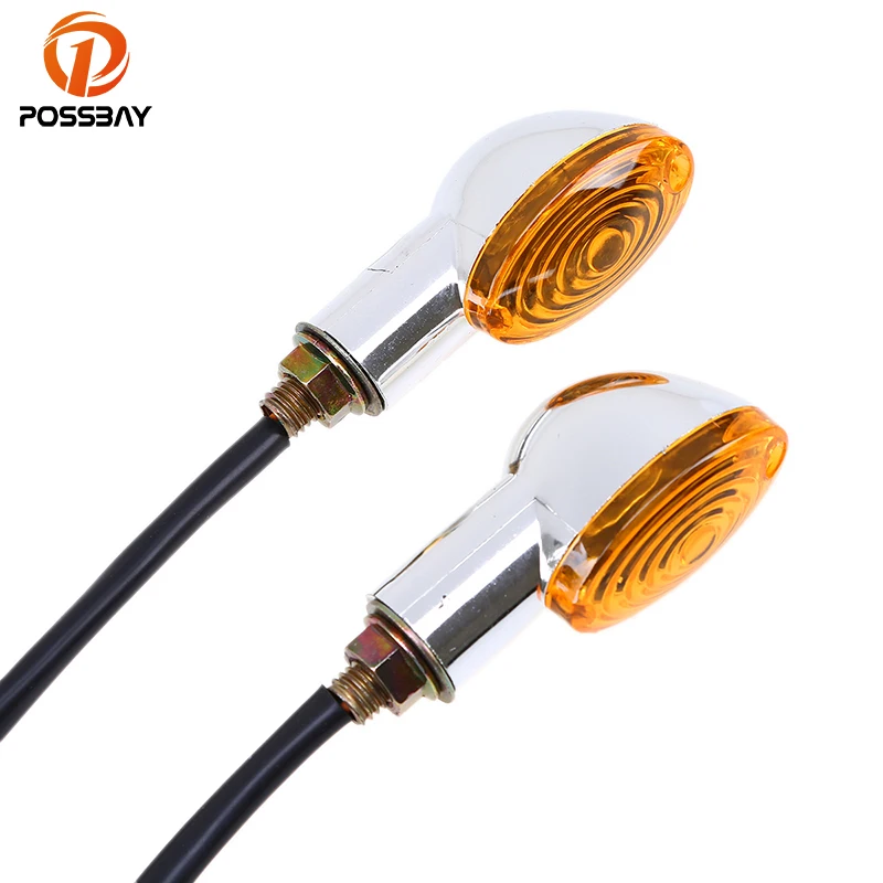 POSSBAY 4X Universal Motorcycle Turn Signal Indicator Light Amber