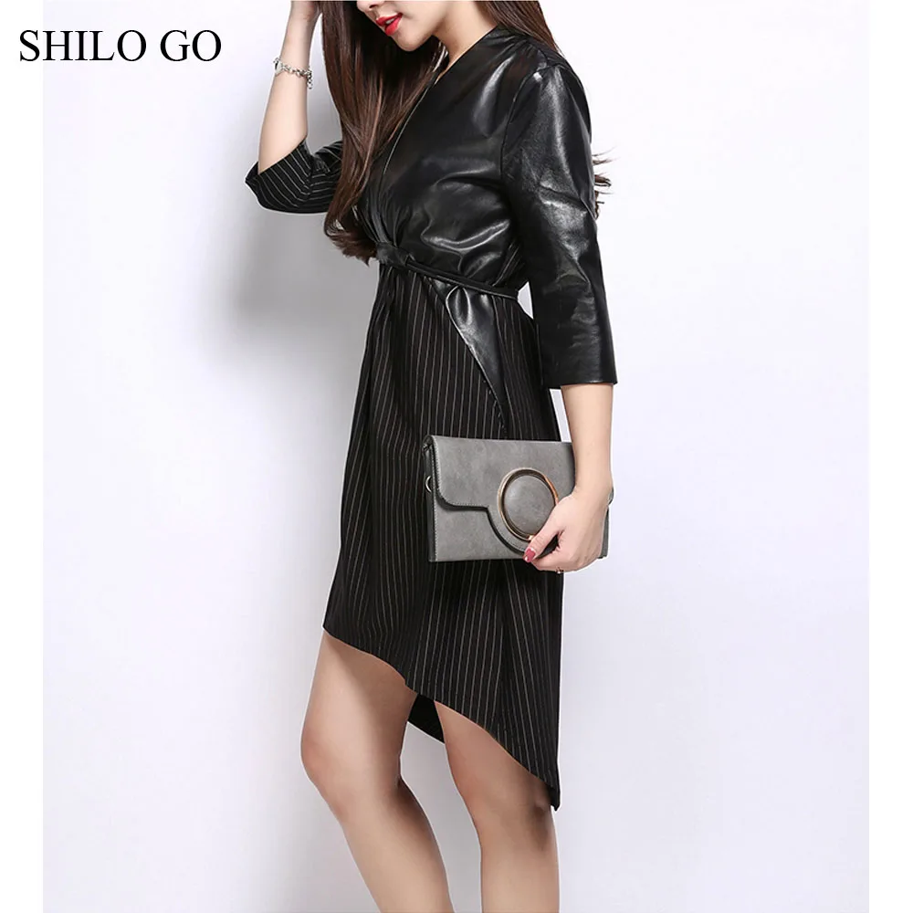 Платье SHILO GO женское Осеннее модное ассиметричное из натуральной овчины с