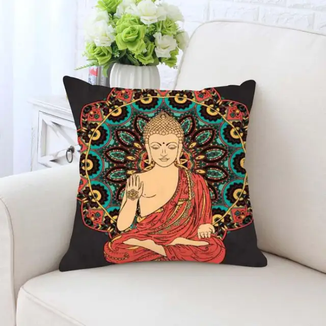 Buddha Cushion Cover Statue Gold Zen Meditation Elephant Mandala Interesting Buddha Decorative Pillows Buddha Cushion Cover Statue Gold Zen Meditation Elephant Mandala Interesting Buddha Decorative Pillows