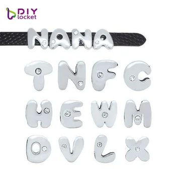 

1300PCS 8MM Fat one Rhinestone Slide Letters New fashion jewelry Fit Wristband LSSL05*1300