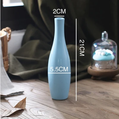 Европейский стиль Керамика ваза и изображениями красочного цветка бутылка украшения ручной работы офисная, фарфоровая ваза домашний декор предметы мебели - Цвет: Light blue 21cm