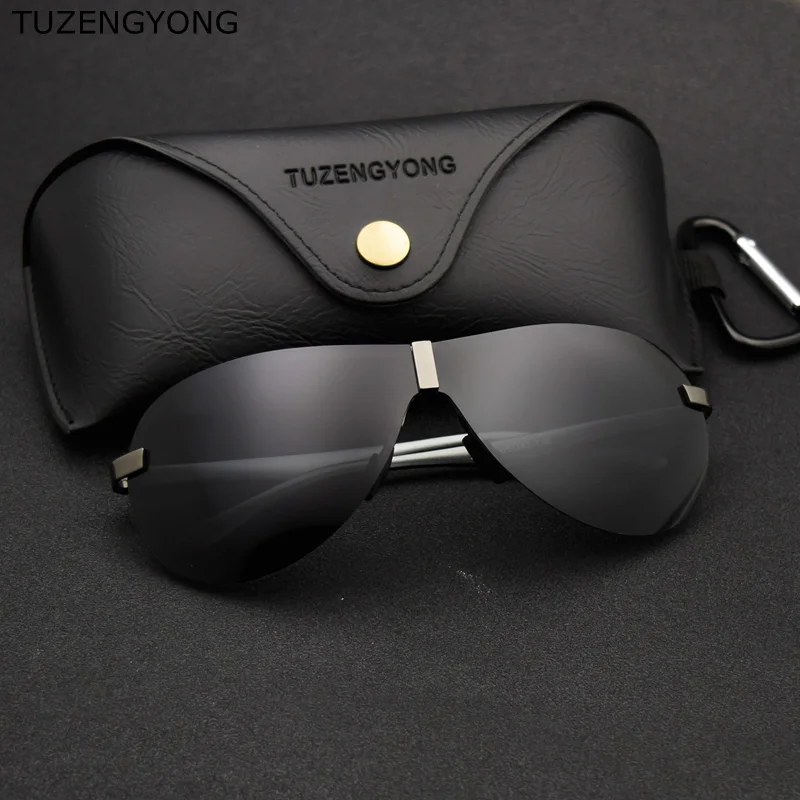 

2019 New Aluminum alloy Polarized Sunglasses Rimless Men Driving Sun Glasses Men's Brand Designer Male Oculos de sol masculino