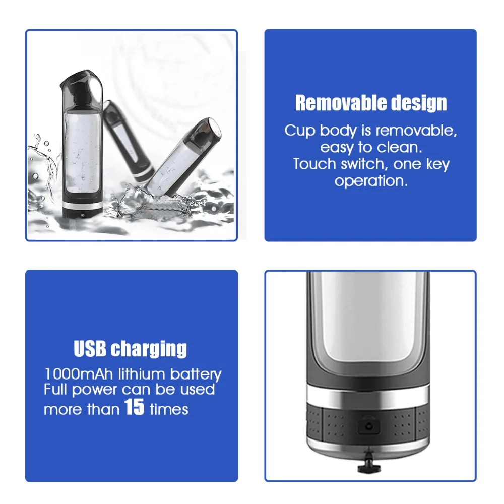  AUGIENB 500ml Hydrogen Rich Water Bottle lonizer Alkaline Generator LED Portable Healthy Cup USB Re