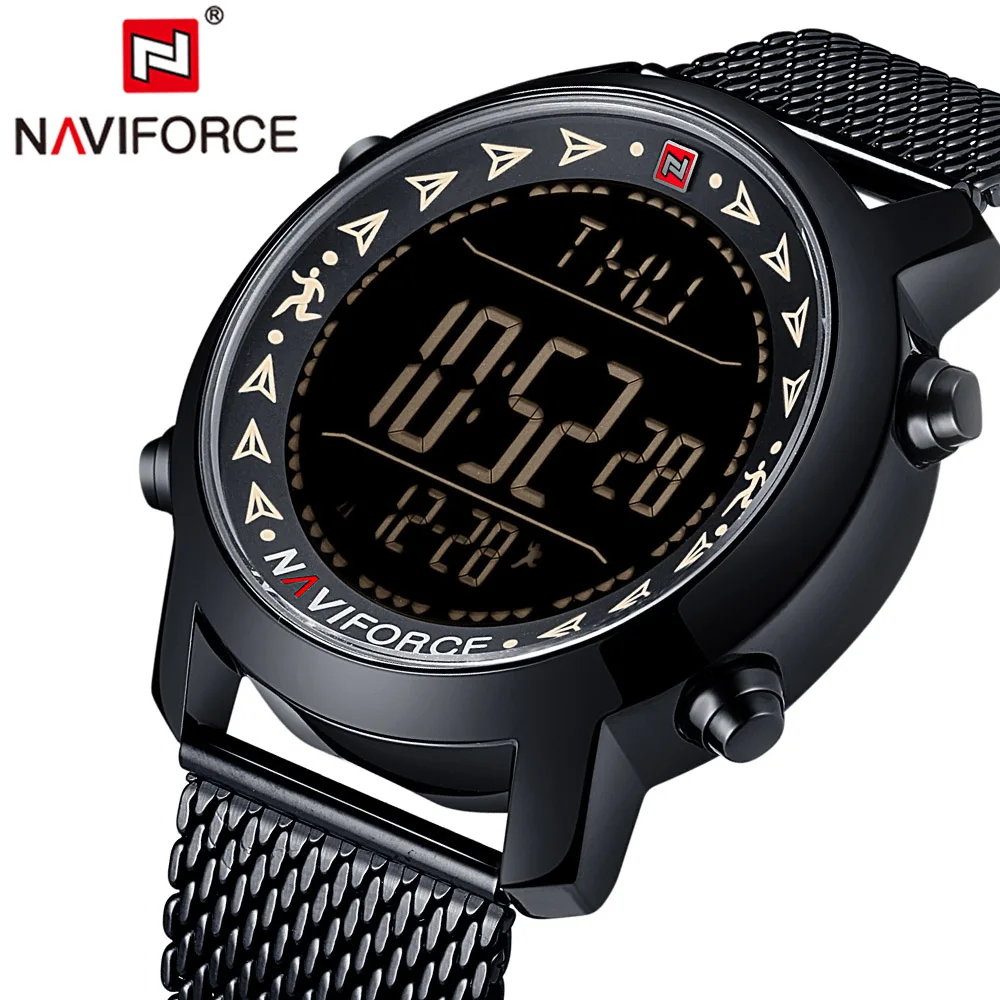 Бренд Naviforce цифровые часы мужские шагомер многофункциональные спортивные Relojes