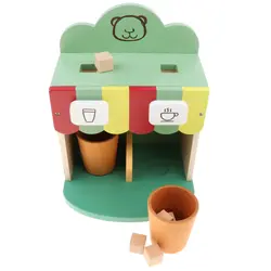 Деревянные маленькие Кофеварка Playset (9 шт) Дети ролевые игры подарки-зеленый