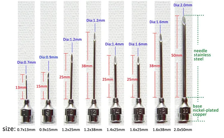 10 шт. игла из нержавеющей стали для сельскохозяйственных животных, скота, птицы, пасты, клей, Дозирующий шприц, включает 8 размеров