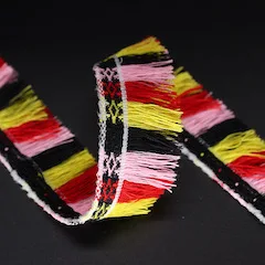 2yards embroidery ethnic jacquard webbing woven tape tassel fringe lace trim ribbon 3cm tribal boho DIY sew accessory native - Цвет: black as photo