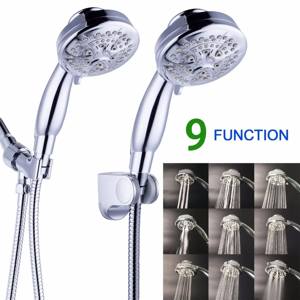 Handheld Showerhead 9 Spray Setting Luxury Spa Grade High Pressure