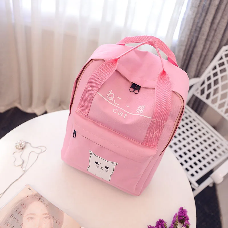 2017 new Japanese female cat backpack girls lovely bag backpack school bag jade shuttle fish female