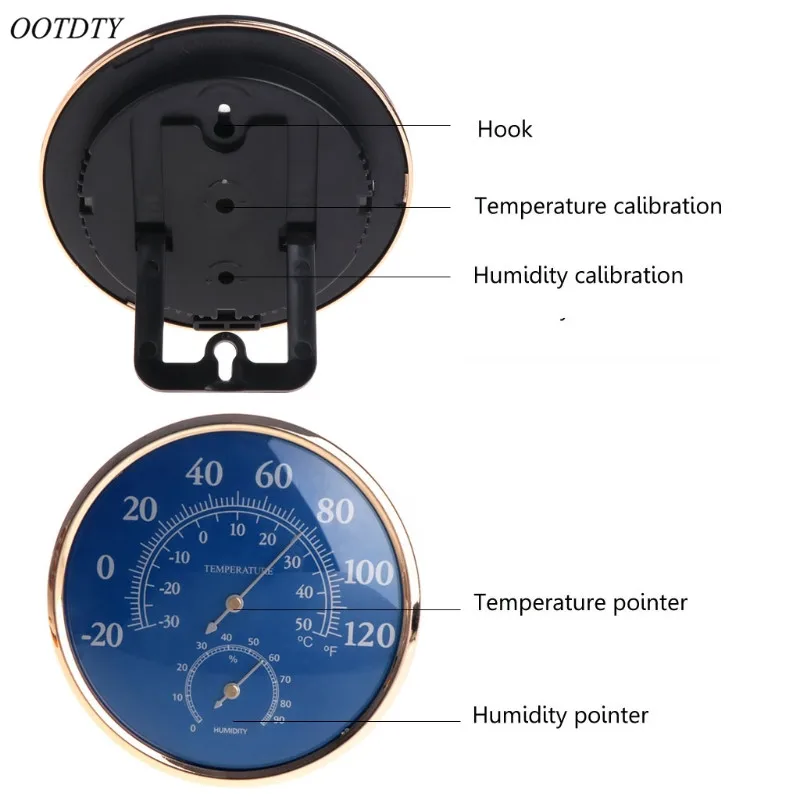 OOTDTY большой круглый термометр гигрометр Температура Влажность монитор метр Манометр синий