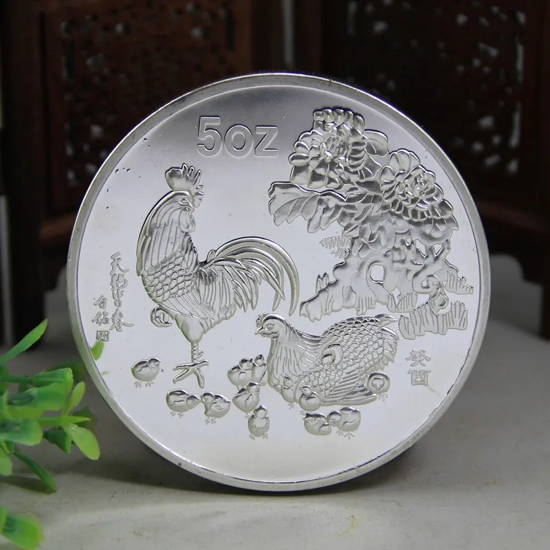 1993 ano novo velho moeda de prata 5 onças doze galo do zodíaco moedas comemorativas para coleção presente