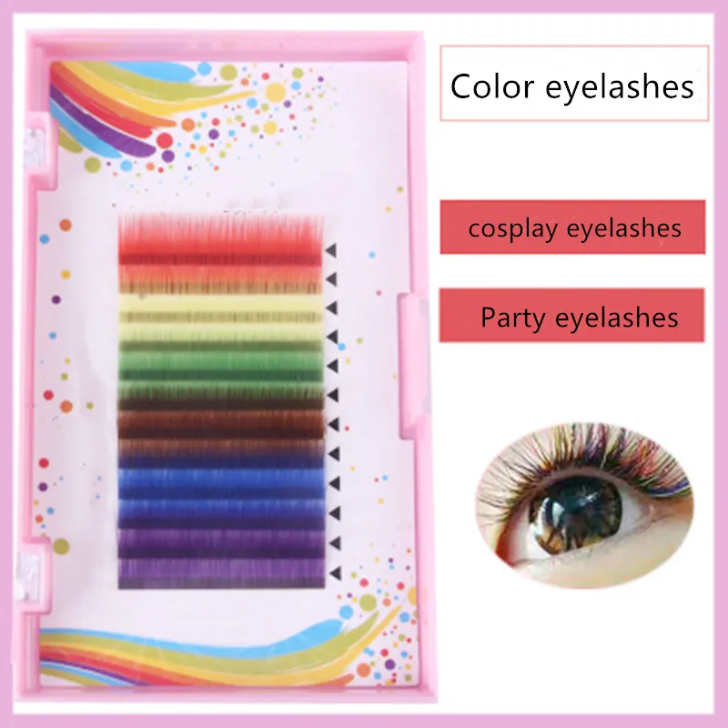 

6 Colors Rainbow Colored Eyelash Extension 9-12mm Faux Mink Colorful Lashes Eyelash Extensions Cosplay Makeup Natural Long