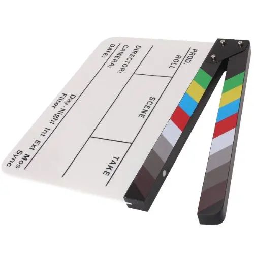 Brand New Colorful Clapperboard Clapper Board Acrylic Dry Erase Director TV Movie Film Action Slate Clap