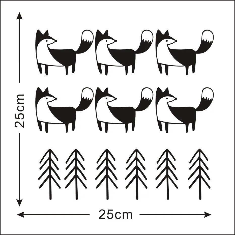 Наклейки на стену в скандинавском стиле с лесными животными для гостиной, домашний декор, дерево, художественные наклейки на стену, детская комната, декор на стену - Цвет: JD4662C0