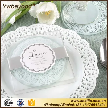 

Wholesale wedding giveaways 100pcs/lot=50sets Round Lace Cup Mat wedding glass coaster