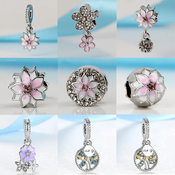 

New Original Bead Alloy Daisy Flower Magnolia Bloom Enamel Charm Clip Spacer Fit Pandora Bracelet Necklace DIY Women Jewelry