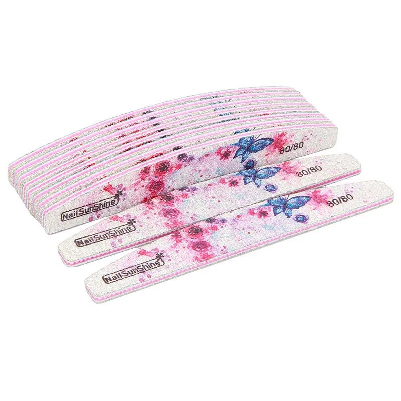 

25pcs Lime A Ongle Professionel Nail File 80/80 Grit Moon Style Double-sided Sanding Pedicure Manicure Acrylic Nail Files Block