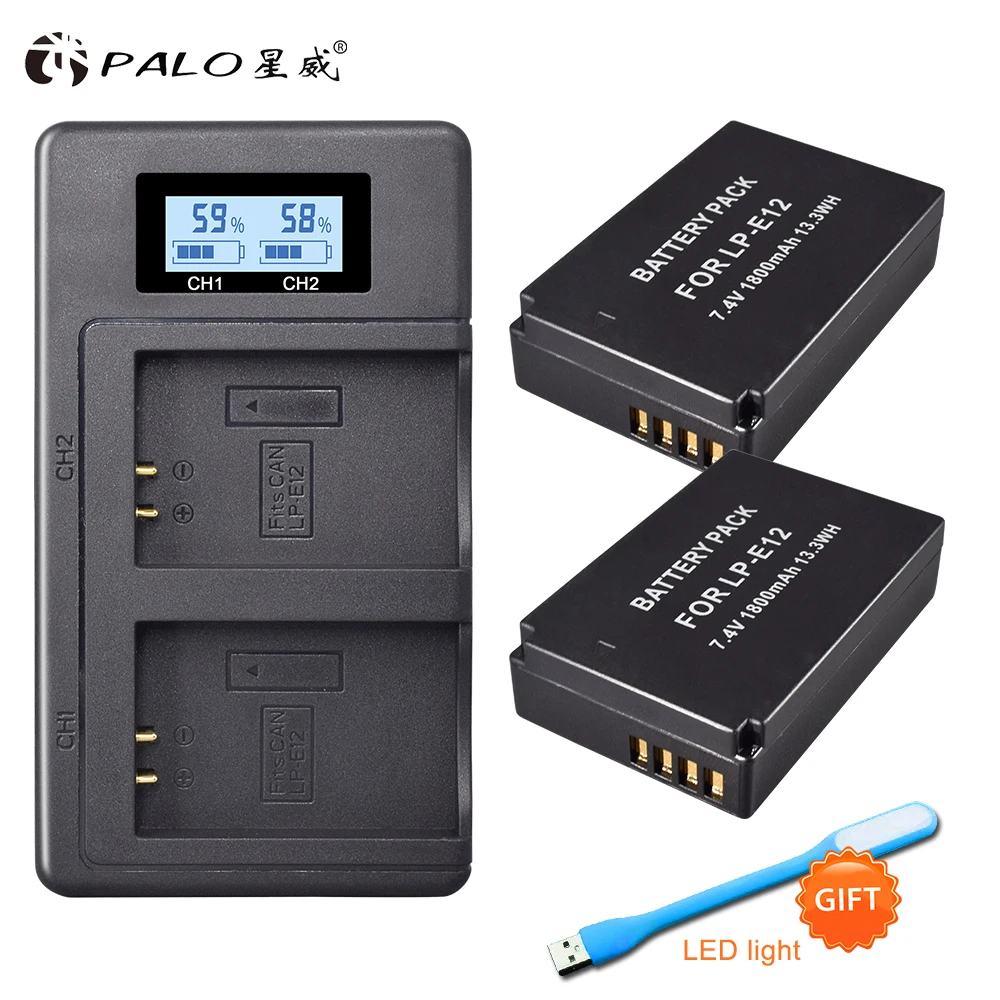 LCD digital Charger+2Pcs 1800mAh LP-E12 LPE12 LP E12 Camera Battery AKKU for Canon M100D Kiss X7 Rebel SL1 EOS M10 EOS M50 DSLR LCD digital Charger+2Pcs 1800mAh LP-E12 LPE12 LP E12 Camera Battery AKKU for Canon M100D Kiss X7 Rebel SL1 EOS M10 EOS M50 DSLR