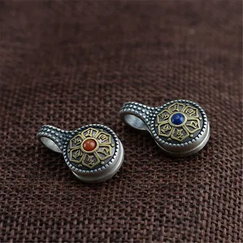 

HFANCYW 925 Silver Six Words Lotus Pendant Retro Thai Silver Craft Necklace Buddhist Culture DIY Unisex Silver Jewelry Dropship