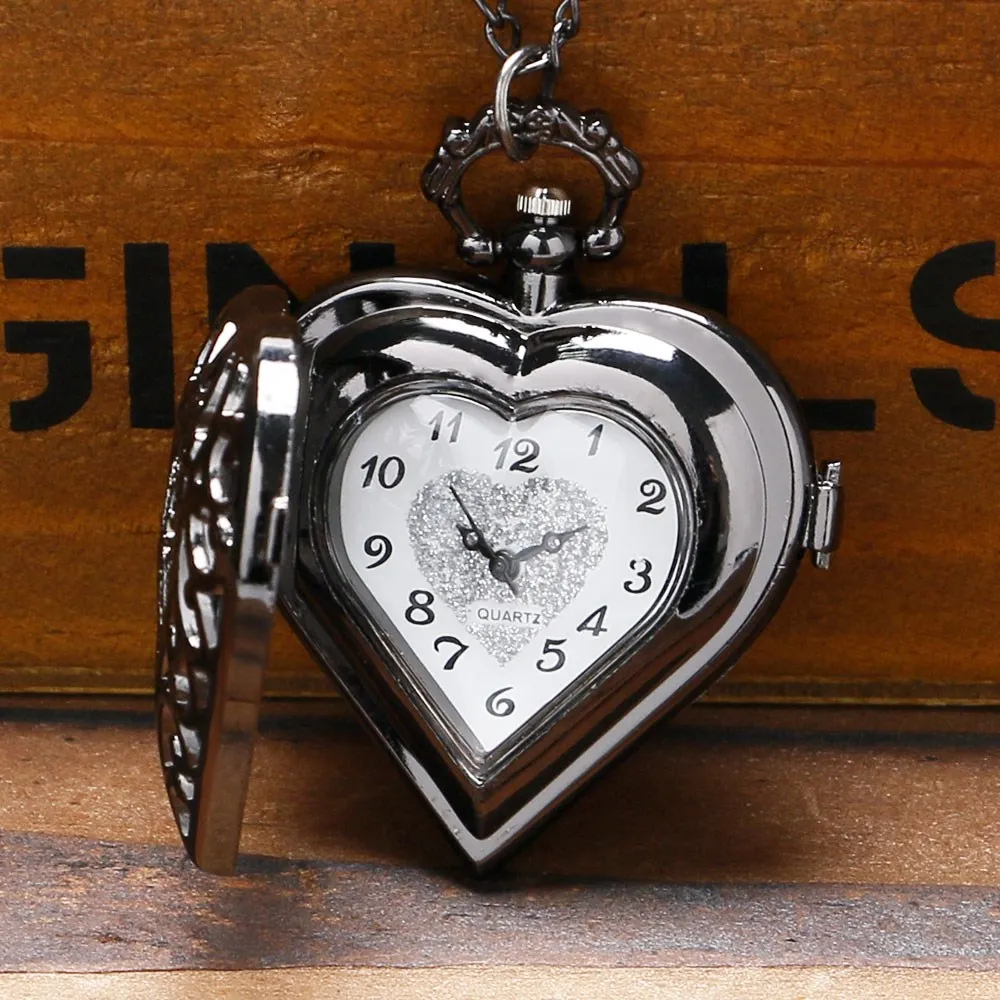 Relogio Feminino Роскошные полые сердце дизайн брелок кулон карманные часы с ожерельем цепь подарок для карманные часы для мужчин и женщин