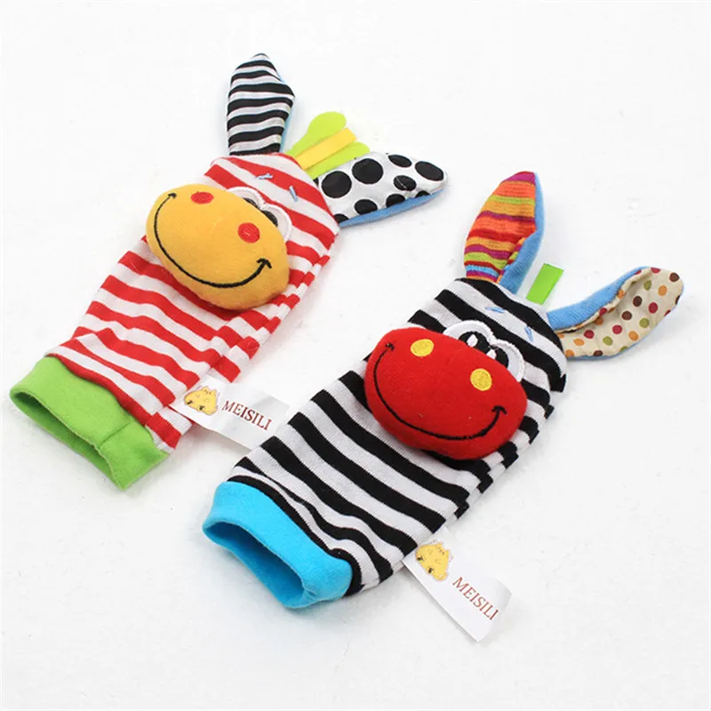 Infant baby toys bebe rattles/socks 2 pcs/set can make sound cute toy for baby boy kids toy Hanging Early Learning Educate