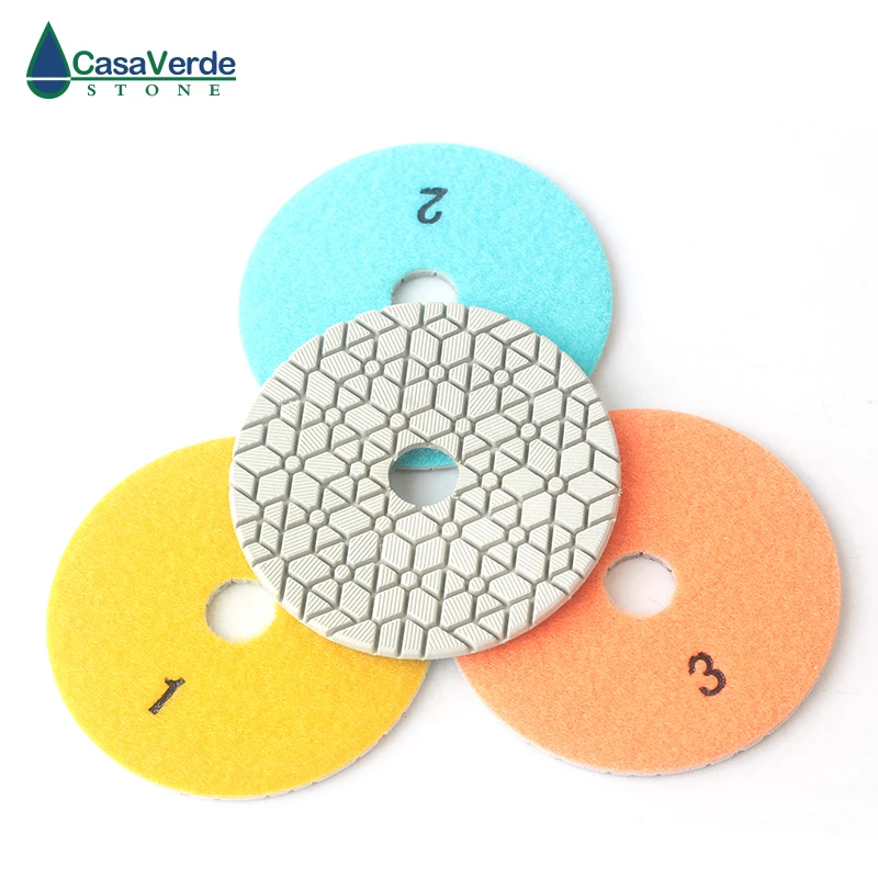 DCWE3PP02 4 inch Engineered stone 3 step diamond polishing pads for