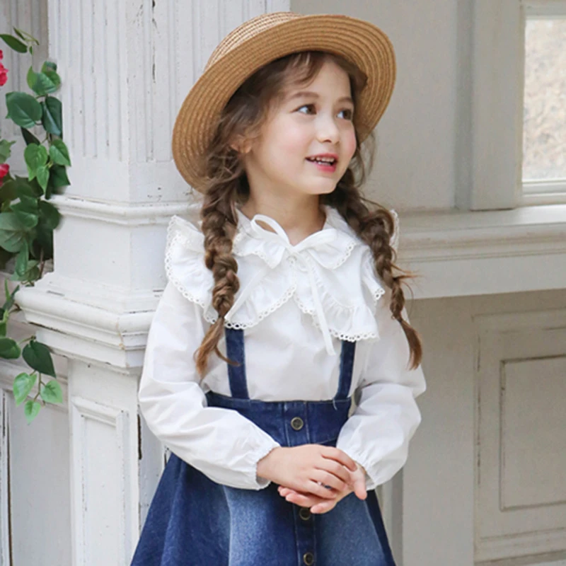 girls white ruffle blouse