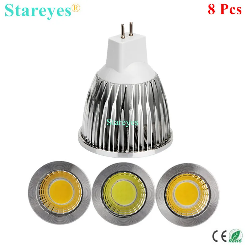 8 шт. диммируемая 3 Вт 5 MR16 AC & DC12V Светодиодная лампа COB прожектор droplight
