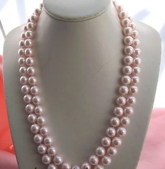 

ddh001800 long 50" 12mm round tinge pink south sea shell pearl necklace