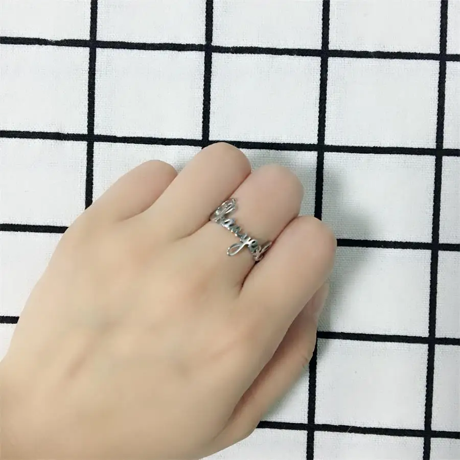 Kpop EXO имя членов серебряное кольцо на палец женские Девушки шикарные простые кольца ювелирные изделия аксессуары