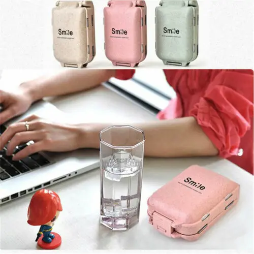 

Pill Cutter Medicine Tablet Holder Safe Splitter Half Storage Compartment Box UK