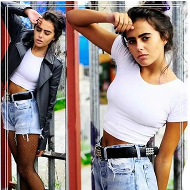 

Women Fashion 2018 New Summer Cotton Short Sleeves Sexy Women Basic Tees Tops Cropped T-shirt Blouse Drop Shipping 4A10*
