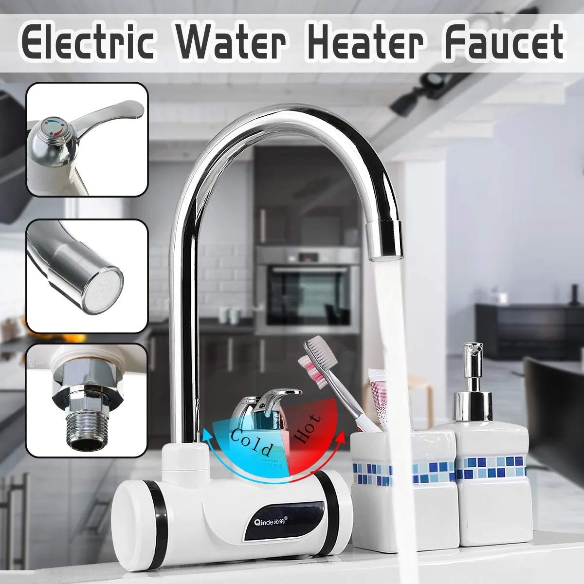 

Electric Kitchen Water Heater Tap Instant Hot Water Faucet Heater Cold Mixer Heating Faucet Tankless Instantaneous Water Heater