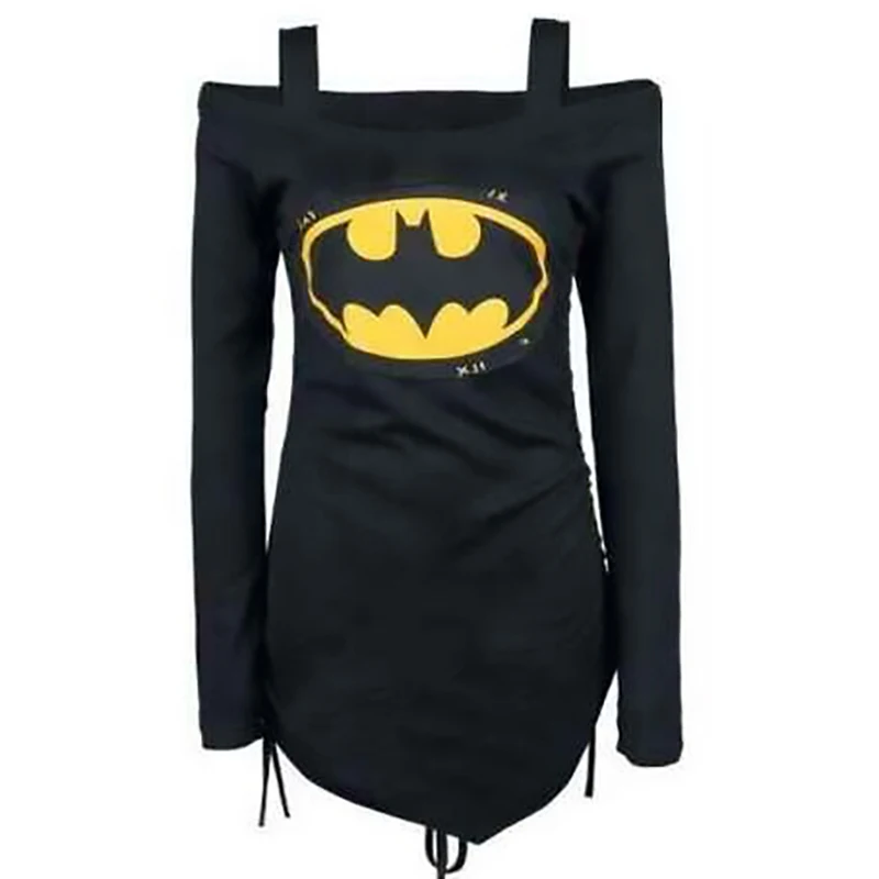 Hot!2016 Newest Autumn Women Batman Logo Printed Back Bandage Halter