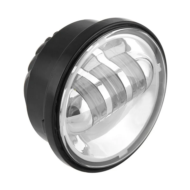 Pair BlackChrome LED Motorcycle Headlight Front Passing Fog Light Universal 12V with Housing Bracket For Harley Motorcycle (32)